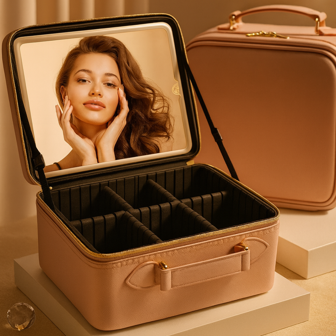 COSMETIQUERA CON ESPEJO ORDEN Y GLAMOUR