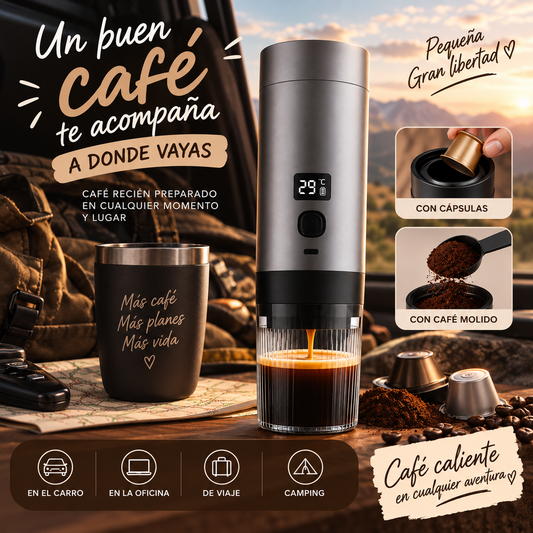 Cafetera Portátil 3 en 1 para Cápsulas y Café Molido