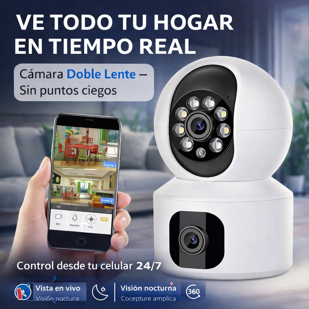 Protege tu hogar en tiempo real, desde cualquier lugar con visión doble inteligente