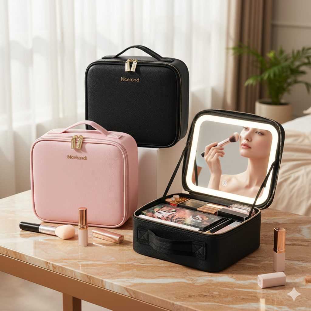 COSMETIQUERA CON ESPEJO ORDEN Y GLAMOUR