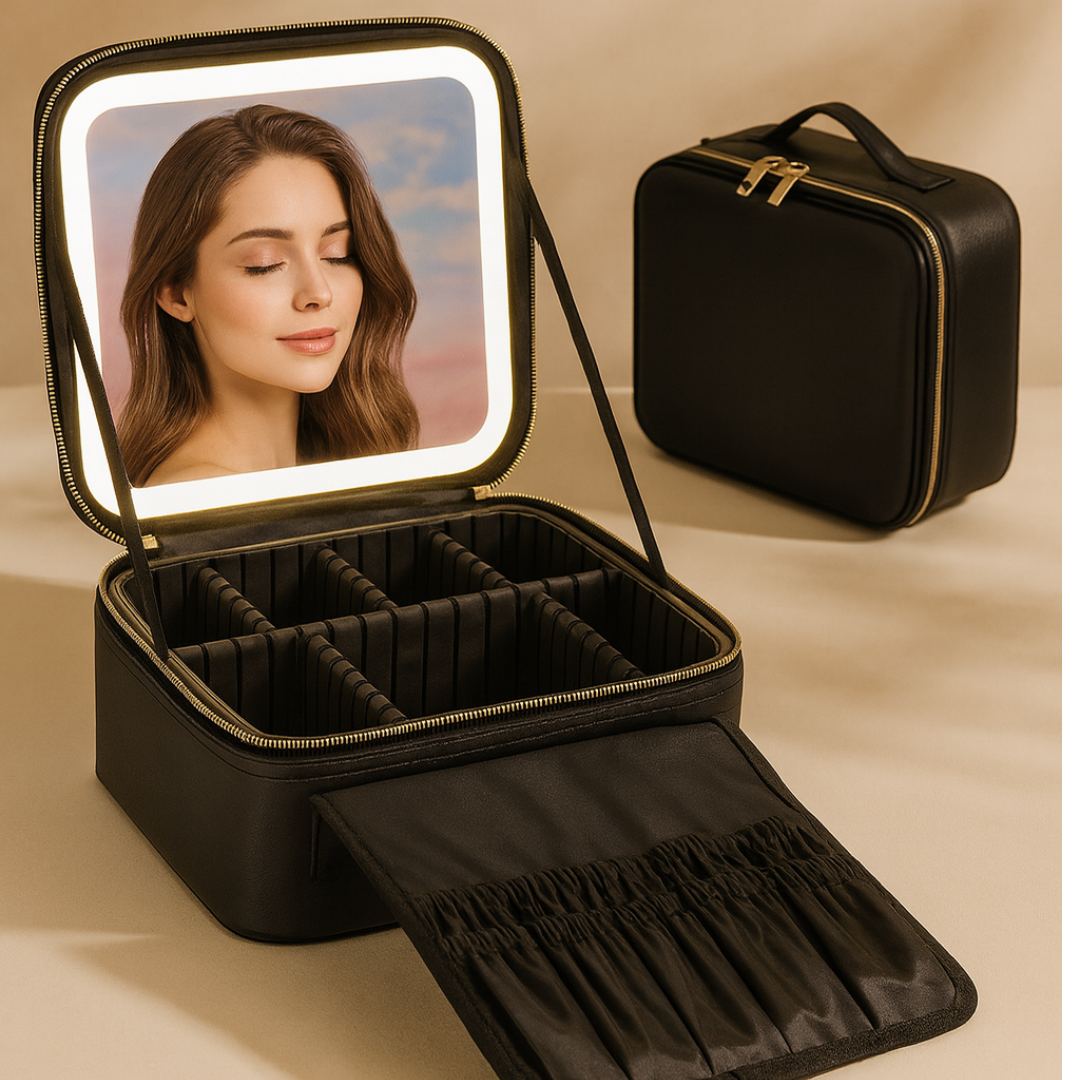 COSMETIQUERA CON ESPEJO ORDEN Y GLAMOUR